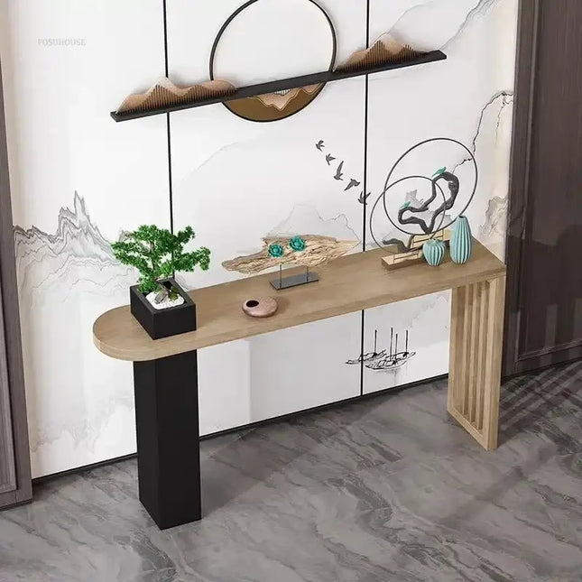 ChandelierDecor-Slim Solid Wood Console Table for Narrow Spaces