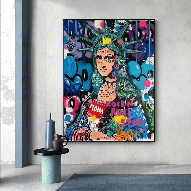 ChandelierDecor - Statue Of Liberty Graffiti Canvas Wall Art