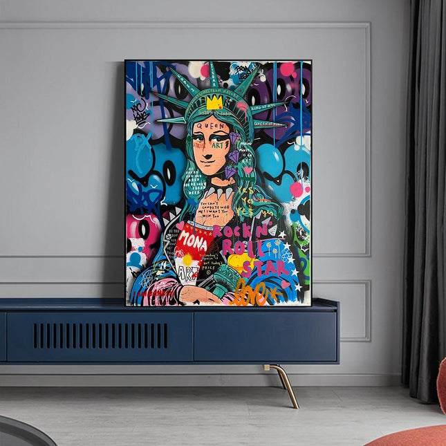 ChandelierDecor - Statue Of Liberty Graffiti Canvas Wall Art