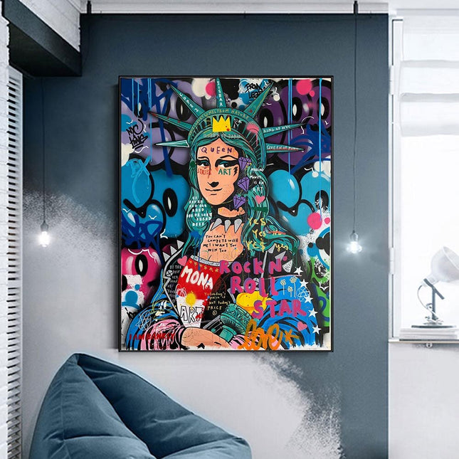 ChandelierDecor - Statue Of Liberty Graffiti Canvas Wall Art