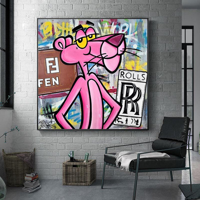 ChandelierDecor - Stylish Pink Panther Poster - Expressive Art Piece