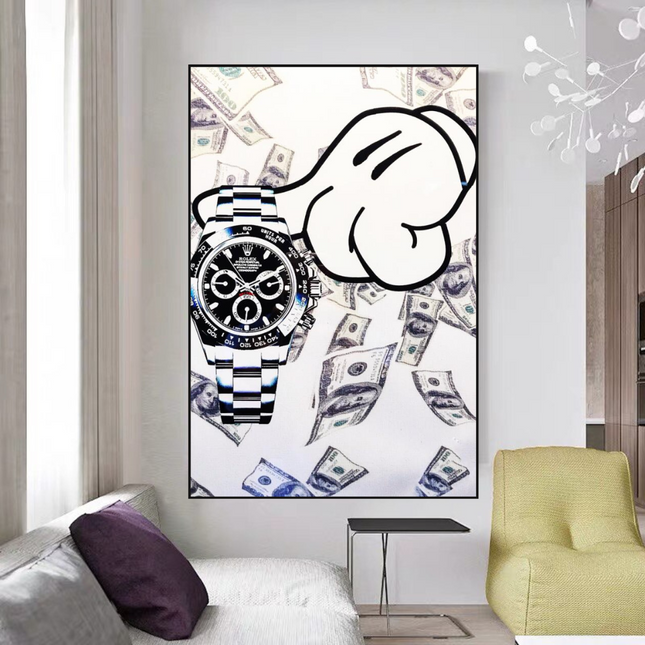 ChandelierDecor - Time is Money Rolex Canvas Wall Art