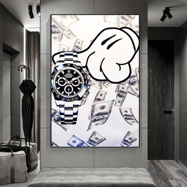 ChandelierDecor - Time is Money Rolex Canvas Wall Art