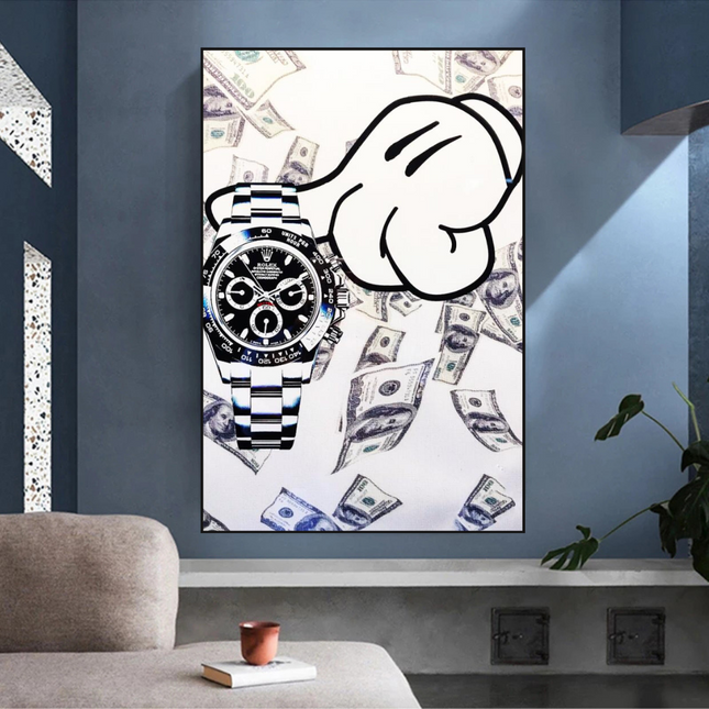ChandelierDecor - Time is Money Rolex Canvas Wall Art