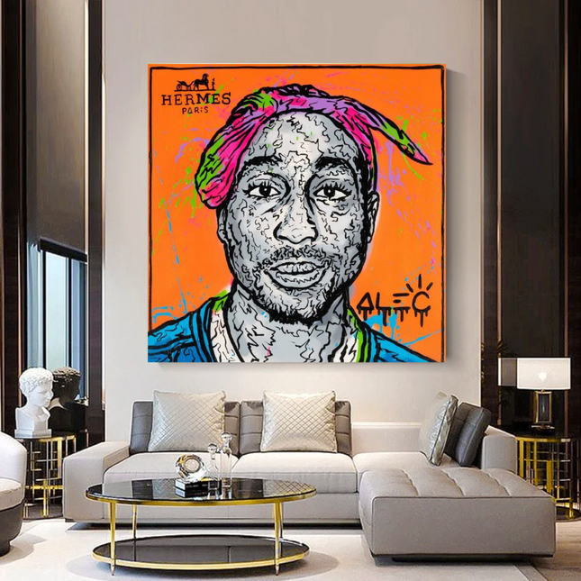 ChandelierDecor - TuPac Graffiti Canvas Wall Art - Gift for Music Lovers