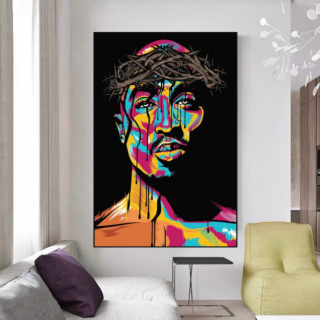 ChandelierDecor - TuPac Singer Graffiti Colourful Canvas Wall Art