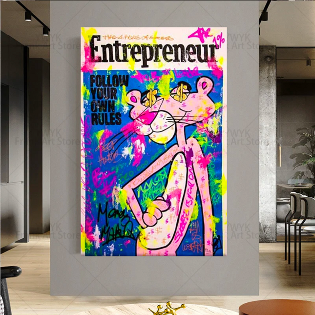 ChandelierDecor - Vibrant Pink Panther Poster - Stylish Canvas