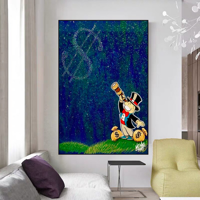 ChandelierDecor - Vintage Alec Monopoly and Richie Starry Sky Canvas Wall Art
