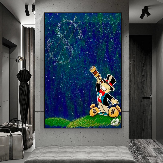 ChandelierDecor - Vintage Alec Monopoly and Richie Starry Sky Canvas Wall Art