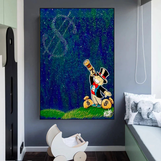 ChandelierDecor - Vintage Alec Monopoly and Richie Starry Sky Canvas Wall Art