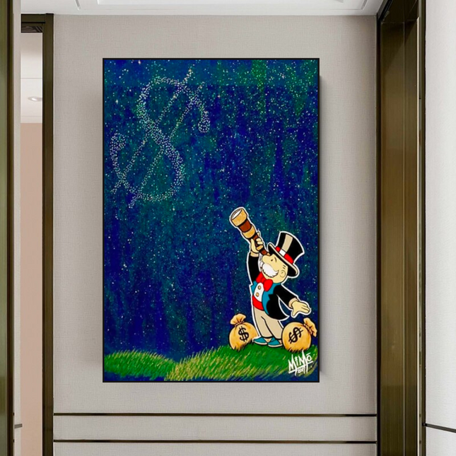 ChandelierDecor - Vintage Alec Monopoly and Richie Starry Sky Canvas Wall Art