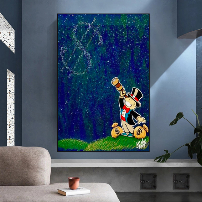ChandelierDecor - Vintage Alec Monopoly and Richie Starry Sky Canvas Wall Art