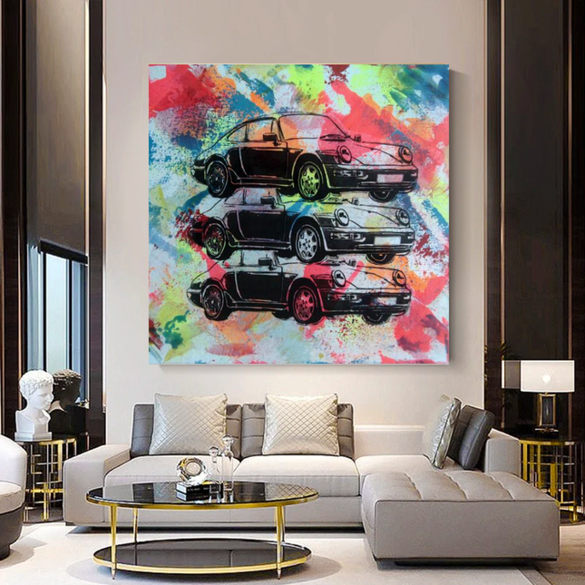 ChandelierDecor - Vintage Cars Graffiti Canvas Wall Art