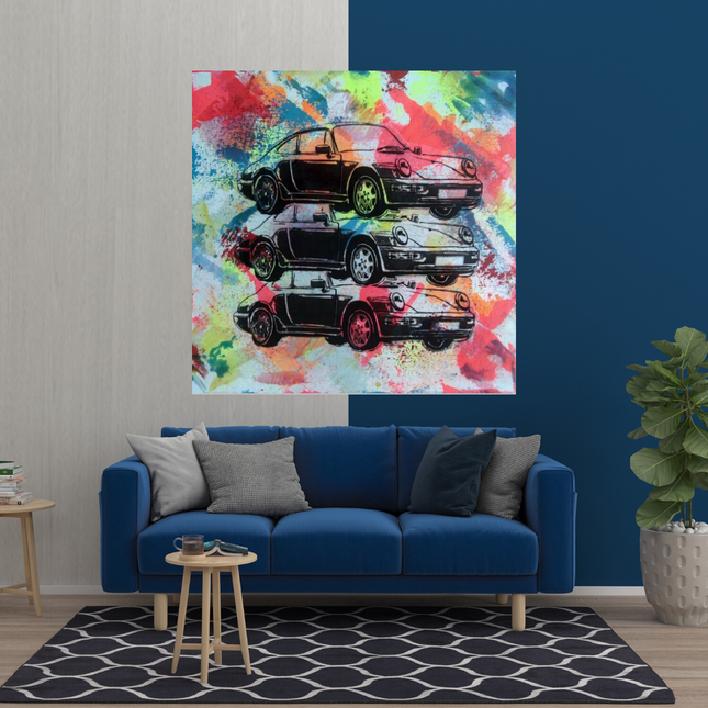 ChandelierDecor - Vintage Cars Graffiti Canvas Wall Art