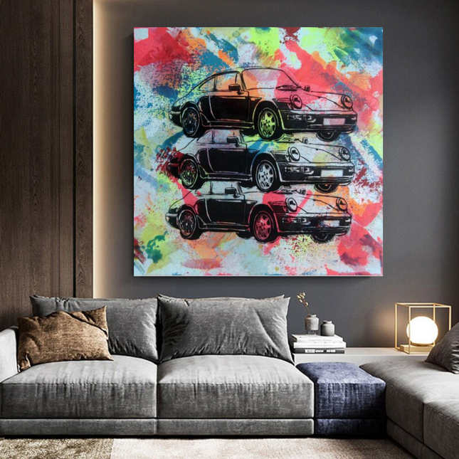 ChandelierDecor - Vintage Cars Graffiti Canvas Wall Art
