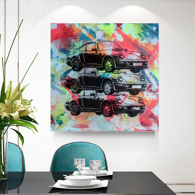 ChandelierDecor - Vintage Cars Graffiti Canvas Wall Art