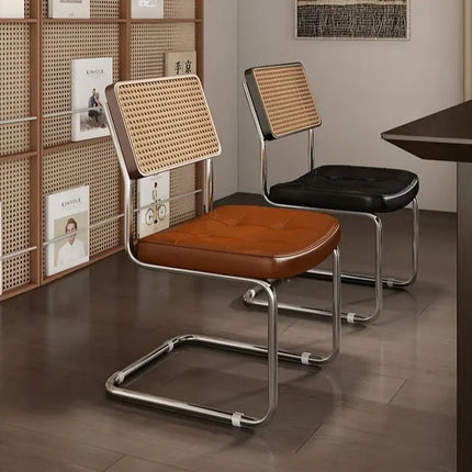 ChandelierDecor-Vintage Leather Walnut Dining Chairs – Dining Room