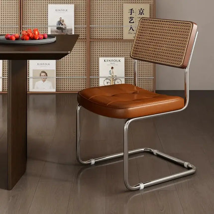 ChandelierDecor-Vintage Leather Walnut Dining Chairs – Dining Room