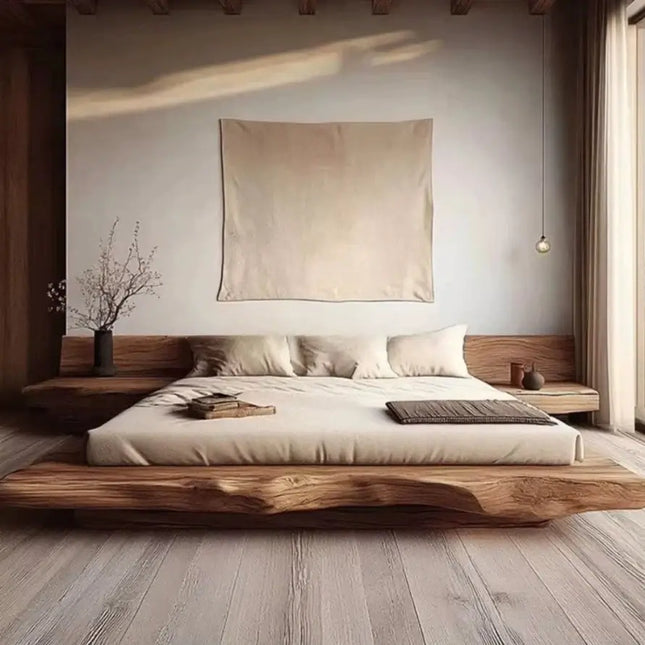 ChandelierDecor-Wabi‑sabi Classic Camphor Wood Bed Frame