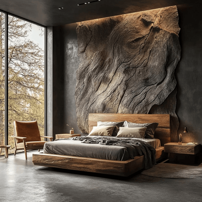 ChandelierDecor-Wabi‑sabi Minimalist Camphor Wood Bed Frame