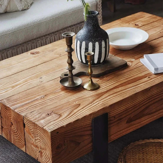ChandelierDecor - Wabi‑sabi Minimalist Pine Coffee Table