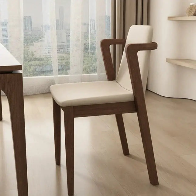 ChandelierDecor-Walnut Shallow Armrest Dining Chairs – Dining Room