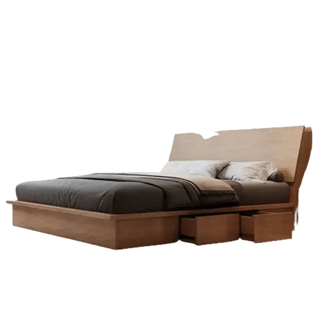 ChandelierDecor-Walnut Wood Bed Frame