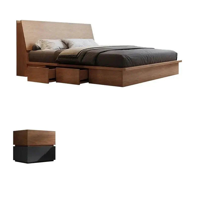 ChandelierDecor-Walnut Wood Bed Frame