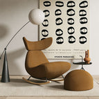 Armchair with Foot Stool / Brown