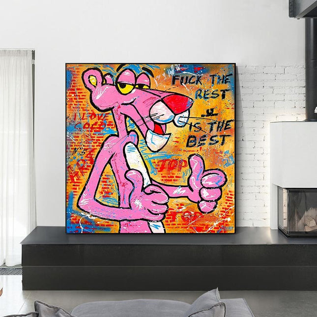 ChandelierDecor - Whimsical Pink Panther - Playful Wall Art