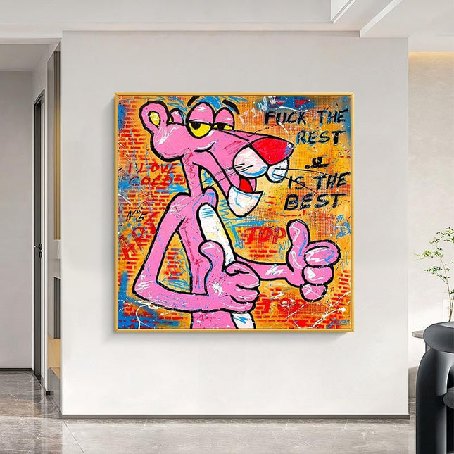 ChandelierDecor - Whimsical Pink Panther - Playful Wall Art