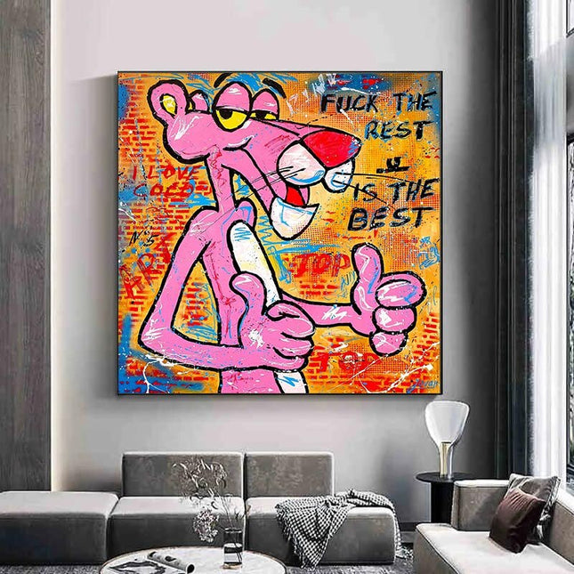 ChandelierDecor - Whimsical Pink Panther - Playful Wall Art