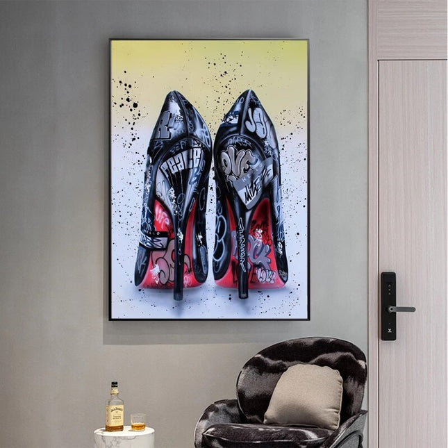 ChandelierDecor - Women Black High Heels Shoes Canvas Wall Art