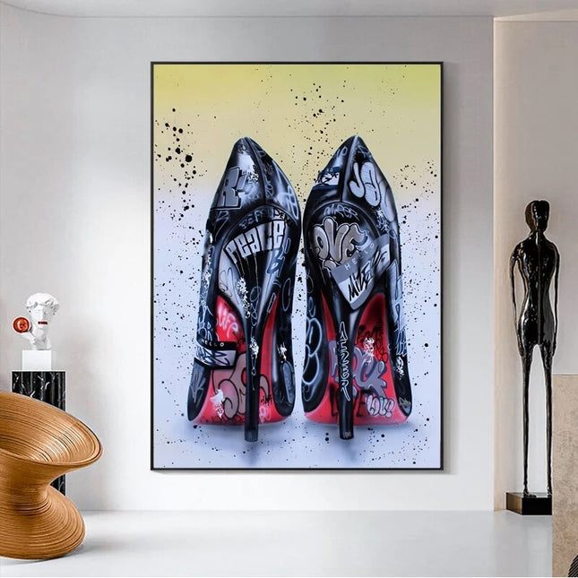 ChandelierDecor - Women Black High Heels Shoes Canvas Wall Art