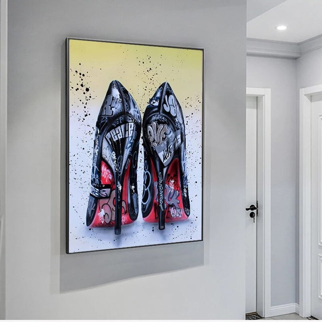 ChandelierDecor - Women Black High Heels Shoes Canvas Wall Art