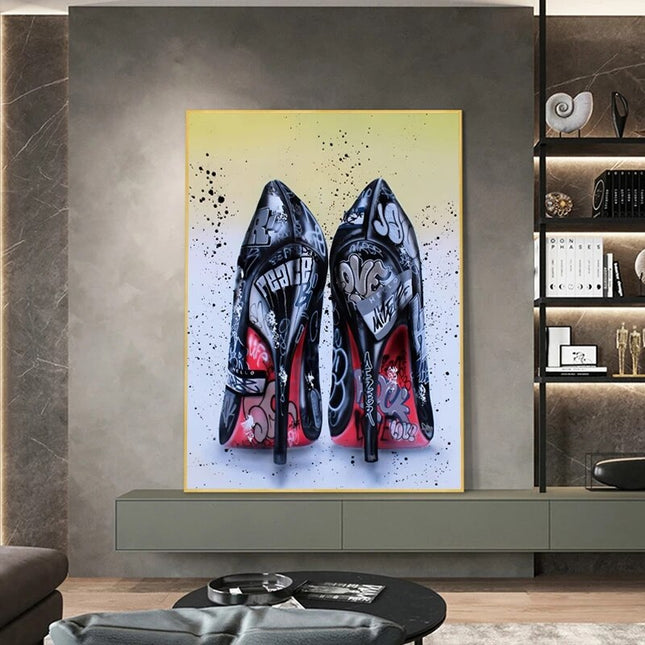 ChandelierDecor - Women Black High Heels Shoes Canvas Wall Art