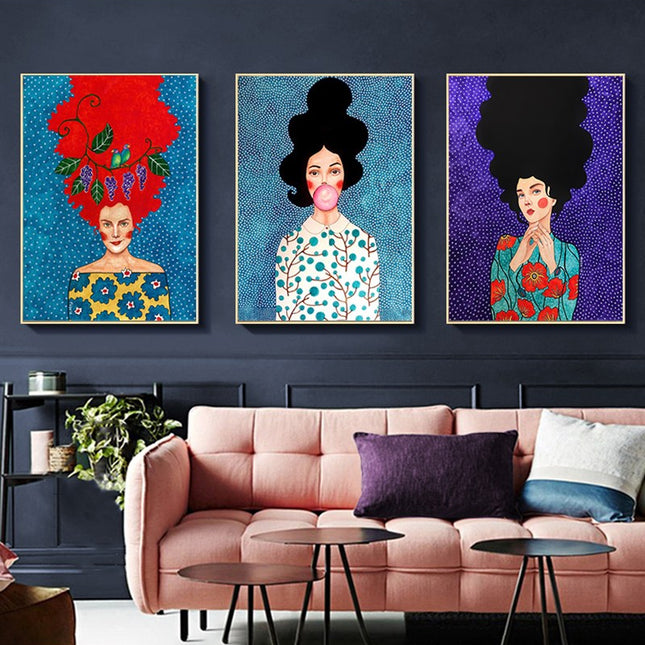 ChandelierDecor - Women Empowerment - Girl Hair Flower Canvas Wall Art