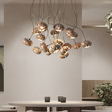 ChandelierDecor - Wooden LED Chandelier: Illuminate with Natural Charm