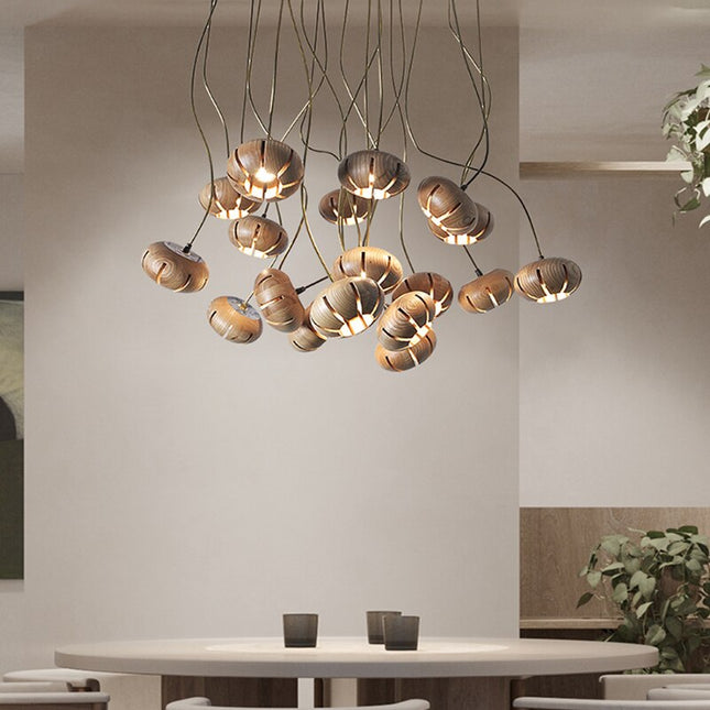 ChandelierDecor - Wooden LED Chandelier: Illuminate with Natural Charm