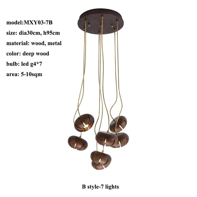 ChandelierDecor - Wooden LED Chandelier: Illuminate with Natural Charm