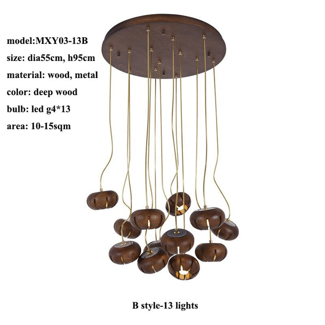 ChandelierDecor - Wooden LED Chandelier: Illuminate with Natural Charm