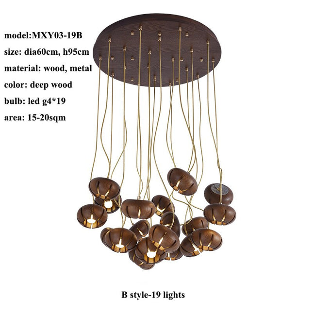 ChandelierDecor - Wooden LED Chandelier: Illuminate with Natural Charm