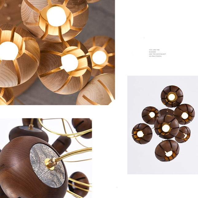 ChandelierDecor - Wooden LED Chandelier: Illuminate with Natural Charm