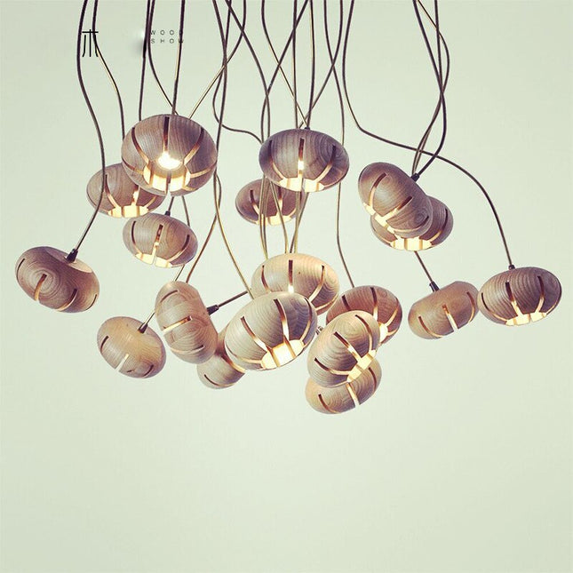 ChandelierDecor - Wooden LED Chandelier: Illuminate with Natural Charm