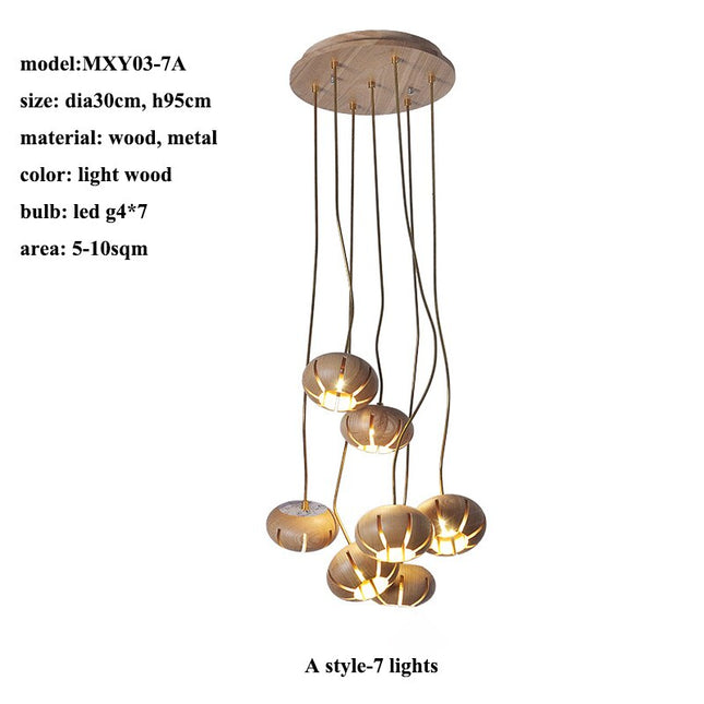 ChandelierDecor - Wooden LED Chandelier: Illuminate with Natural Charm