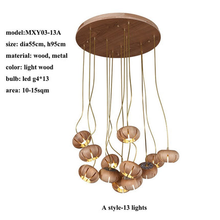ChandelierDecor - Wooden LED Chandelier: Illuminate with Natural Charm