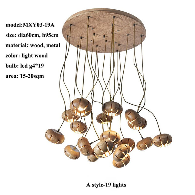 ChandelierDecor - Wooden LED Chandelier: Illuminate with Natural Charm