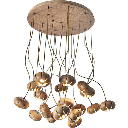 ChandelierDecor - Wooden LED Chandelier: Illuminate with Natural Charm