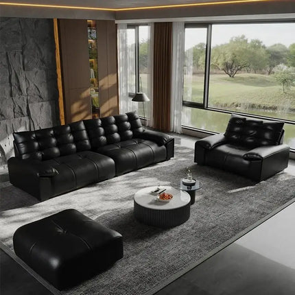 ChandelierDecor-Woonka Elegant Sofa Set – Italian Minimalist Cowhide Leather