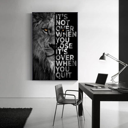ChandelierDecor - Words Never Quit Artwork Lions Canvas Wall Art